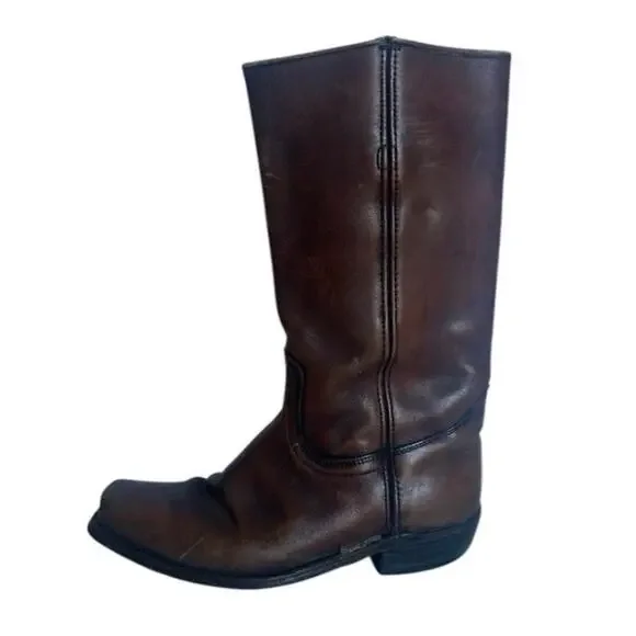 Vintage Frye Original Campus Pull On Genuine Leather Tall Boots In Brown 10.5 - Picture 9 of 12